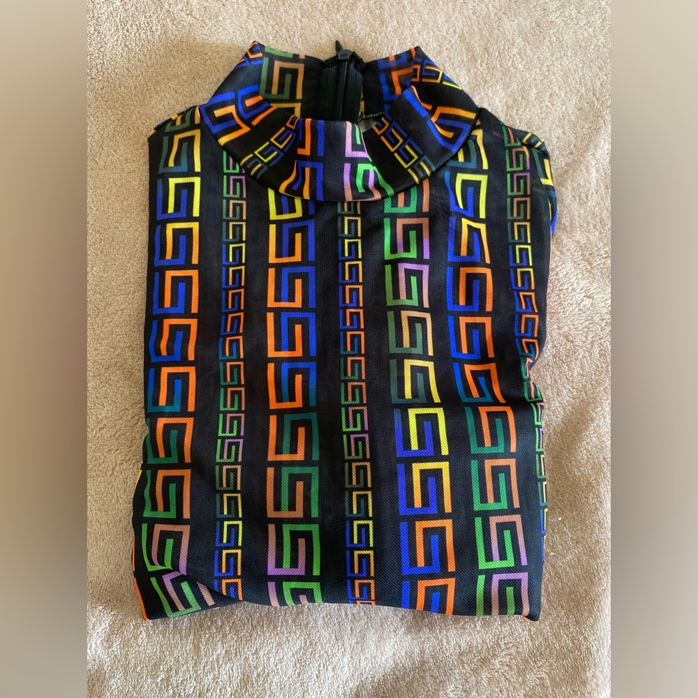 KimCine Curve NWOT Women Sheer Colorful Long Sleeves SizeSmall Back-Zip Jumpsuit
